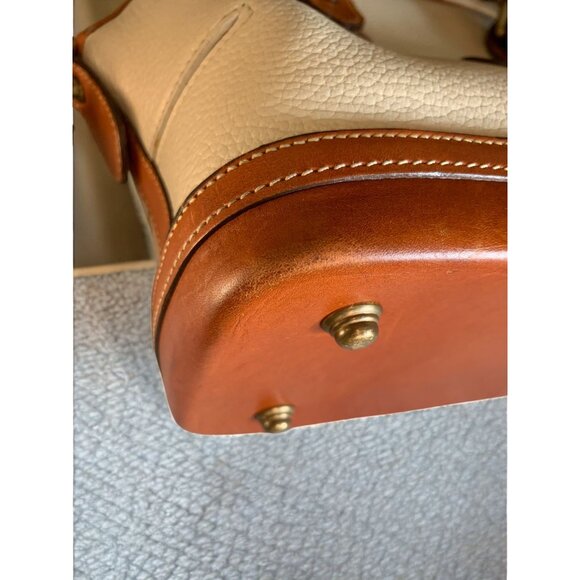 Vintage Dooney & Bourke Norfolk Satchel Bone Leather With British Tan Trim All-W - Picture 12 of 14